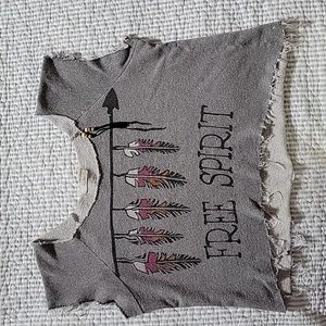 CROP "FREE SPIRIT" GRAY TOP